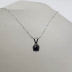 10ct White Gold Black Diamond Claw Set Solitaire Pendant on Gold Chain