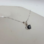 10ct White Gold Black Diamond Claw Set Solitaire Pendant on Gold Chain