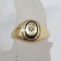 9ct Yellow Gold Oval Black Rimmed with Diamond Ring - Signet Ring / Gents Ring / Ladies Ring