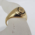 9ct Yellow Gold Oval Black Rimmed with Diamond Ring - Signet Ring / Gents Ring / Ladies Ring