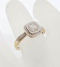 9ct Yellow Gold Flat Square Diamond Cluster Ring