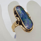9ct Yellow Gold Elongated Opal Triplet Ring - Vintage