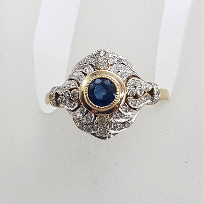 9ct Yellow Gold Natural Sapphire and Diamond Stunning Cluster Ring