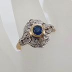 9ct Yellow Gold Natural Sapphire and Diamond Stunning Cluster Ring
