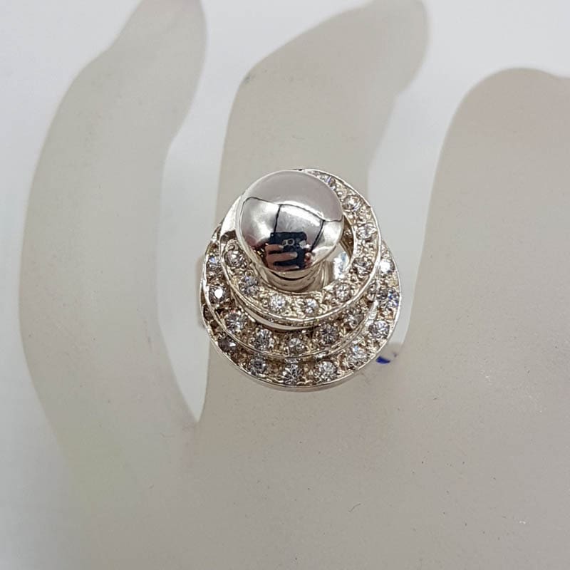 Sterling Silver High Set Cubic Zirconia Spinning Ring - Vintage