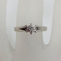 18ct White Gold Star Top Diamond Solitaire High Set Ring - Antique / Vintage - Engagement Ring