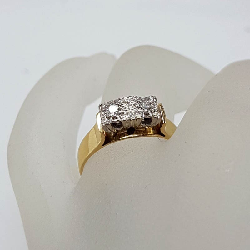 18ct Yellow Gold with Platinum Two Diamond Et Toi et Moi High Set Ring - Antique / Vintage
