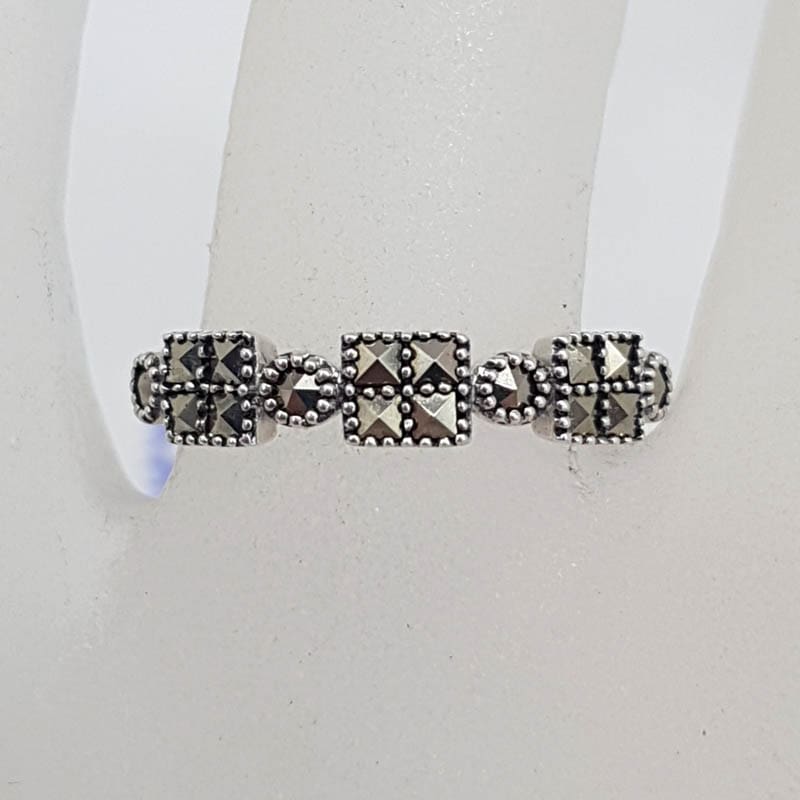 Sterling Silver Marcasite Squares Band Ring