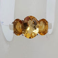 Sterling Silver Three Oval Claw Set Citrine's Ring