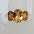 Sterling Silver Three Oval Claw Set Citrine's Ring
