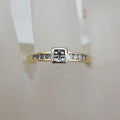 18ct Yellow Gold Diamond Channel Set High Square Cluster Ring - Engagement Ring