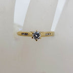 18ct Yellow Gold Diamond Claw Set High Solitaire Ring with Diamonds on the side - Engagement Ring