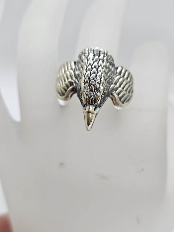 Sterling Silver Large and Heavy Eagles Head Gents Ring / Ladies Rings