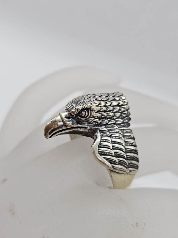 Sterling Silver Large and Heavy Eagles Head Gents Ring / Ladies Rings
