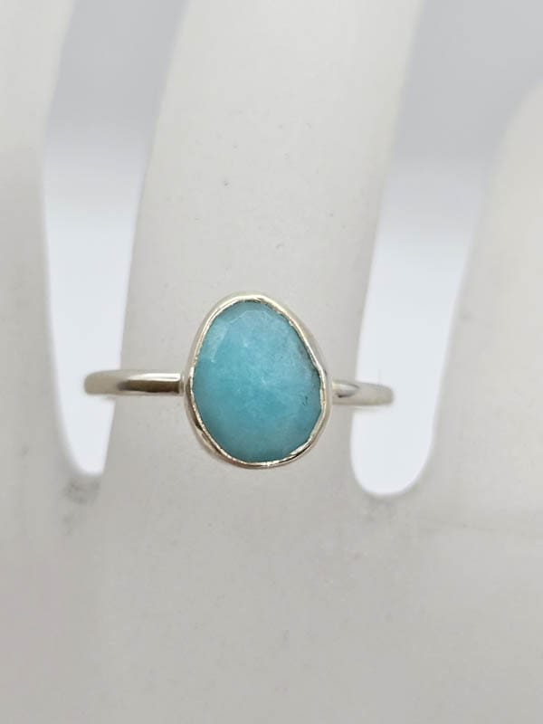 Sterling Silver Amazonite Free Form Bezel Set Ring