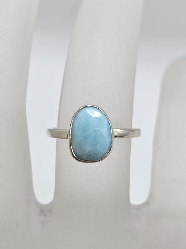 Sterling Silver Larimar Free Form Bezel Set Ring