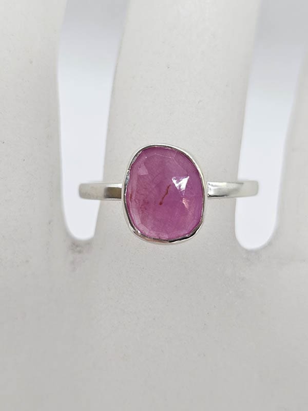 Sterling Silver Ruby Free Form Bezel Set Ring