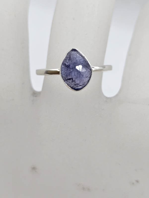 Sterling Silver Tanzanite Free Form Bezel Set Ring