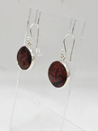 Sterling Silver Round Bezel Set Drop Earrings