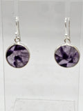 Sterling Silver Round Trapiche Amethyst Bezel Set Drop Earrings
