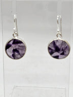 Sterling Silver Round Trapiche Amethyst Bezel Set Drop Earrings
