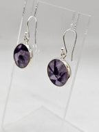 Sterling Silver Round Trapiche Amethyst Bezel Set Drop Earrings
