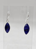 Sterling Silver Sapphire Marquis Bezel Set Drop Earrings