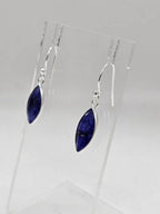 Sterling Silver Sapphire Marquis Bezel Set Drop Earrings