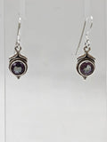 Sterling Silver Mystic Quartz / Mystic Topaz Dainty Round Bezel Set Drop Earrings