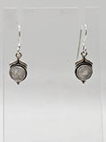 Sterling Silver Moonstone Round Bezel Set Drop Earrings