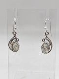 Sterling Silver Herkimer Diamond Ornate Curved Drop Earrings