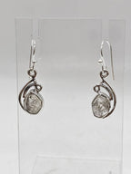 Sterling Silver Herkimer Diamond Ornate Curved Drop Earrings