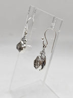 Sterling Silver Herkimer Diamond Ornate Curved Drop Earrings
