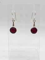 Sterling Silver Ruby Round Bezel Set Drop Earrings