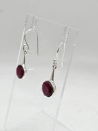 Sterling Silver Ruby Round Bezel Set Drop Earrings