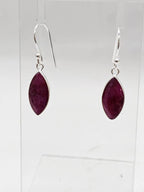 Sterling Silver Ruby Marquis Bezel Set Drop Earrings