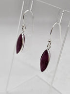 Sterling Silver Ruby Marquis Bezel Set Drop Earrings