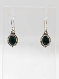 Sterling Silver Sapphire Oval Ornate Bezel Set Drop Earrings