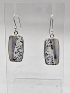 Sterling Silver Dentritic Agate / Dendrite Agate Bezel Set Rectangular Drop Earrings