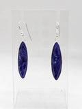 Sterling Silver Sapphire Elongated Long Bezel Set Drop Earrings