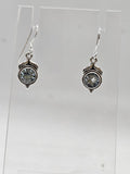Sterling Silver Topaz Round Bezel Set Drop Earrings