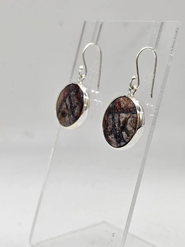 Sterling Silver Round Bezel Set Drop Earrings
