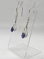 Sterling Silver Tanzanite Oval Long Drop Earrings