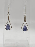 Sterling Silver Tanzanite Teardrop / Pear Shaped Long Drop Earrings