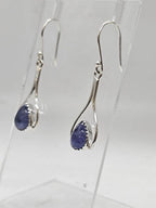 Sterling Silver Tanzanite Teardrop / Pear Shaped Long Drop Earrings