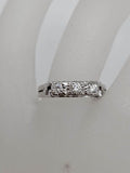 18ct White Gold Diamond High Set Trilogy Ring - Antique / Vintage
