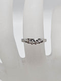 9ct White Gold Diamond Curved Half Round Eternity Weddings Ring - Antique / Vintage
