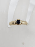 9ct Yellow Gold Natural Sapphire Round Bezel Set Ring