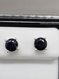 Sterling Silver Onyx Round Claw Set Studs Earrings