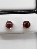 Sterling Silver Garnet Round Claw Set Studs Earrings